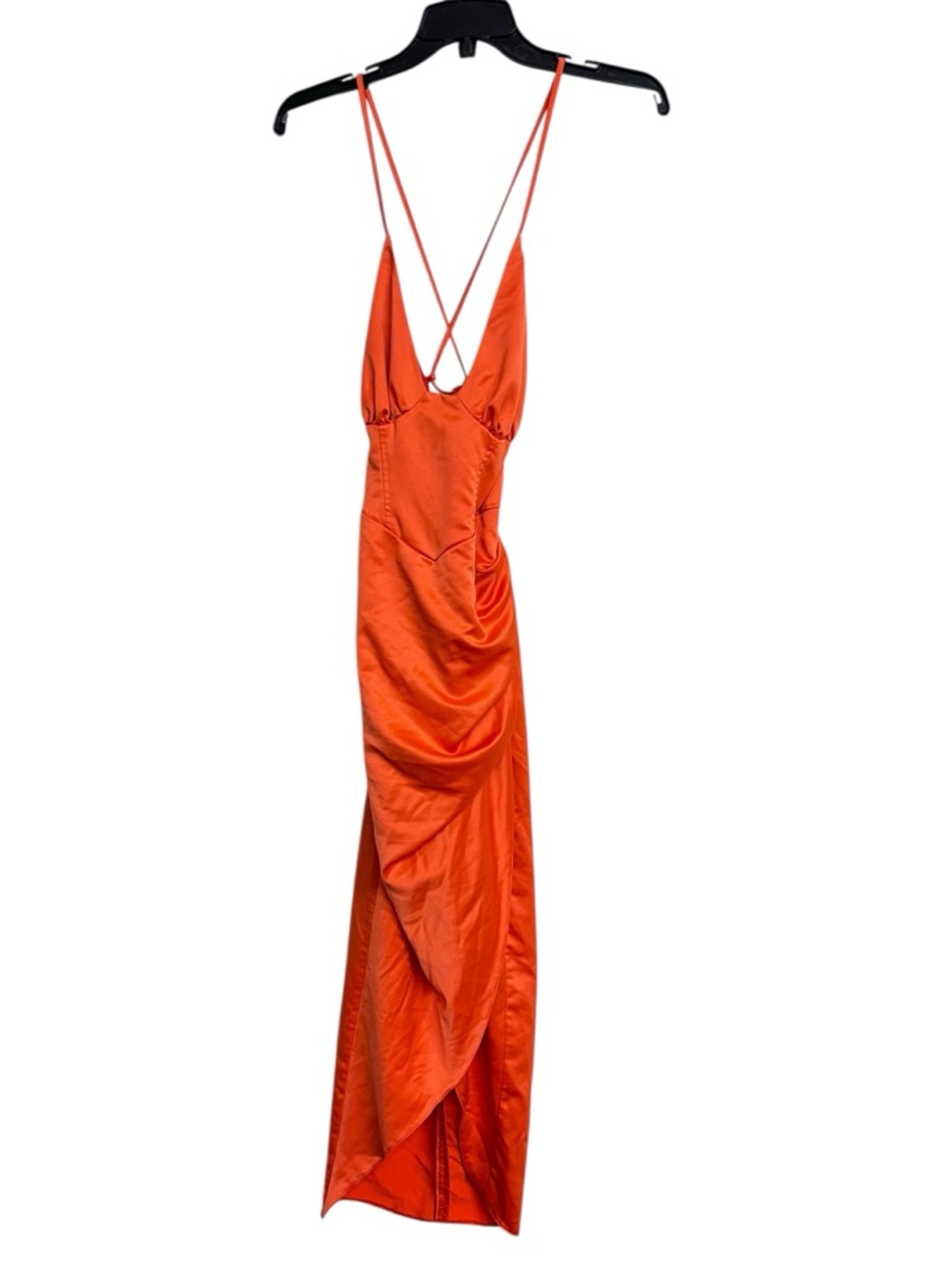 NEW ASOS Luxe Corset Satin Orange Fitted Midi Dress US 6 - Picture 3 of 9